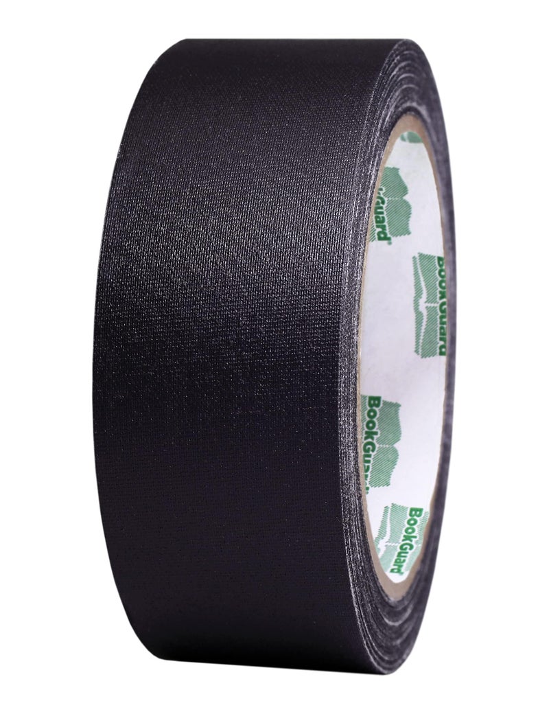 BookGuard 1-1/2 Inch Wide Bookbinding Tape, Ideal for Arts, Office, and Library Supplies, Vinyl Coated Cotton Cloth Book Repair Tape - 15 Yards, Black - Image 1
